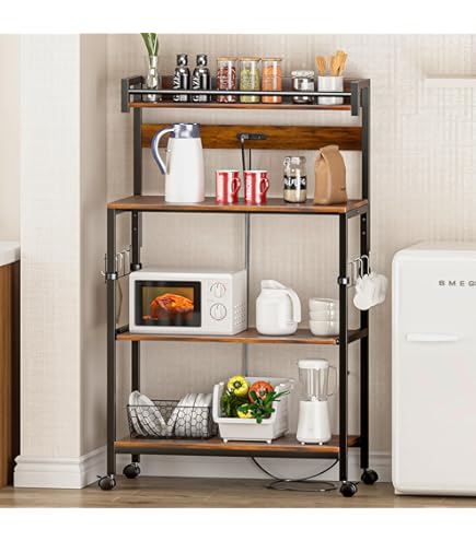 キッチンラック レンジラック キャビネット付き 4段 オープンラック 食器棚 Amazon.co.jp: FaitLux キッチンラック レンジラック